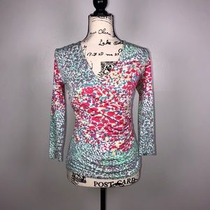 Boden Faux Wrap Top - Multi colored